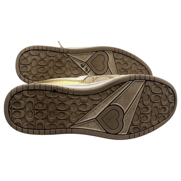 Coach Nova Signature C Monogram Canvas Leather Sneakers Shoes Khaki Gold Sz 7.5M - Picture 8 of 8